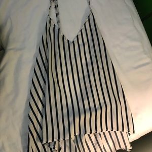 Navy and White Striped Open Back Top